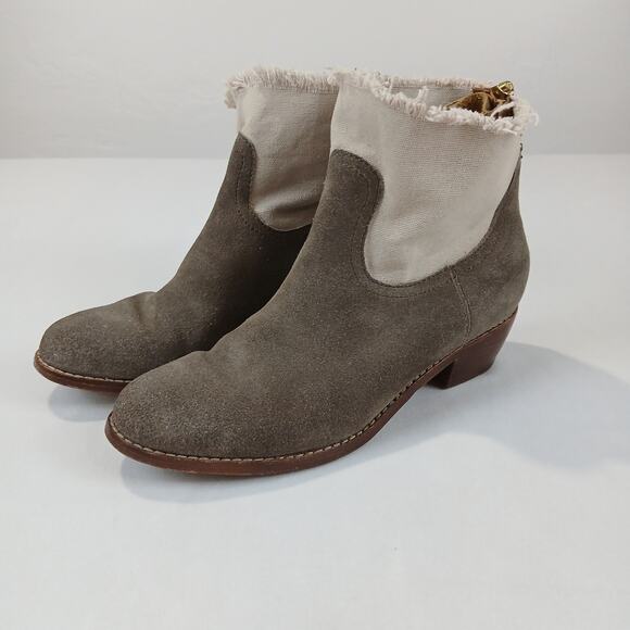 Zadig & Voltaire Teddy Skull Suede Canvas Ankle Boots Fringe EU 37 US 7 - Picture 11 of 11